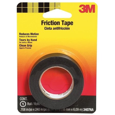 SCOTCH Friction Tape, 20 ft L, 34 in W, PVC Backing, Black 3407
